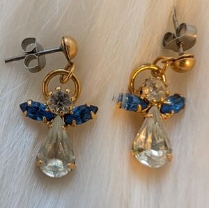 Vintage 90s angel December birthstone earrings